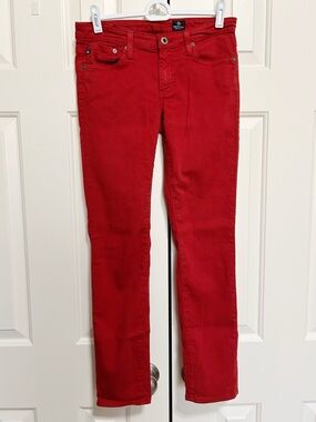 AG Adriano Goldschmied Stevie Ankle Slim Straight Red 26R 90's Classic Luxury